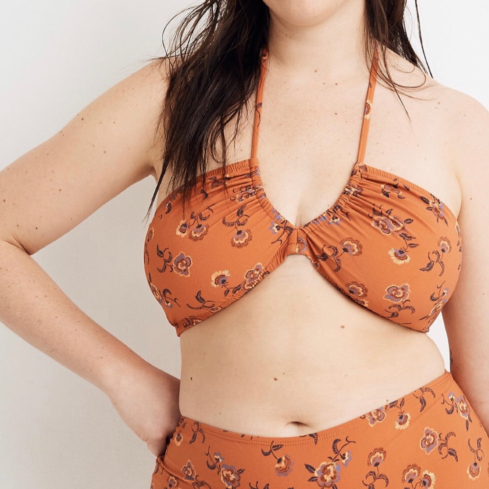 NWT madewell bandeau bikini top hibiscus,Sz XXL